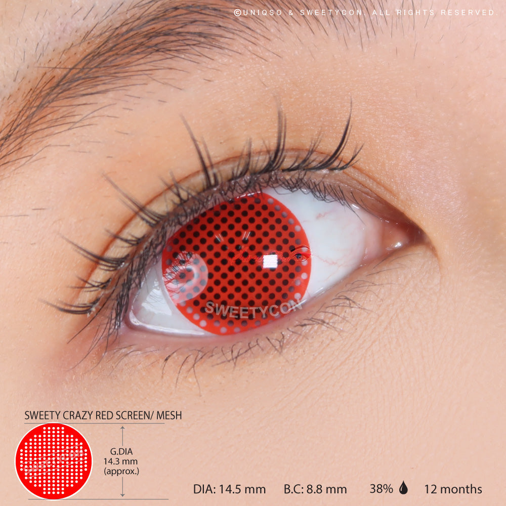 Sweety Crazy Red Screen/ Mesh II (1 lens/pack)-Crazy Contacts-UNIQSO UK