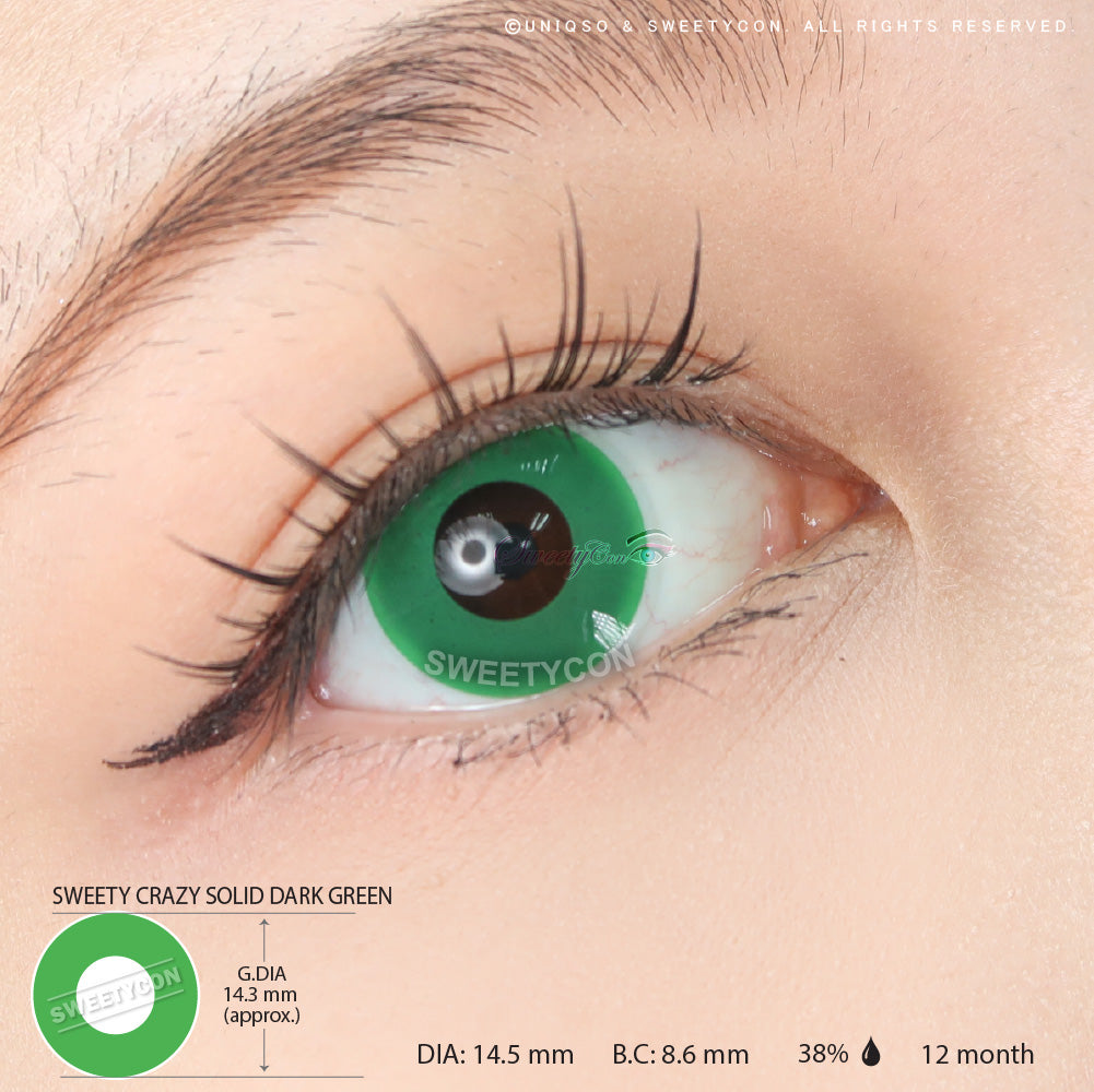Sweety Crazy Solid Dark Green (1 lens/pack)-Crazy Contacts-UNIQSO UK