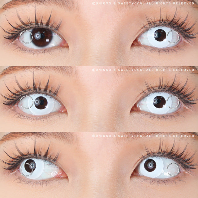 Sweety Crazy Solid White/Whiteout - With Prescription (1 lens/pack)-Crazy Contacts-UNIQSO UK