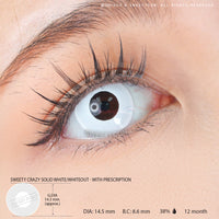 Sweety Crazy Solid White/Whiteout - With Prescription (1 lens/pack)-Crazy Contacts-UNIQSO UK