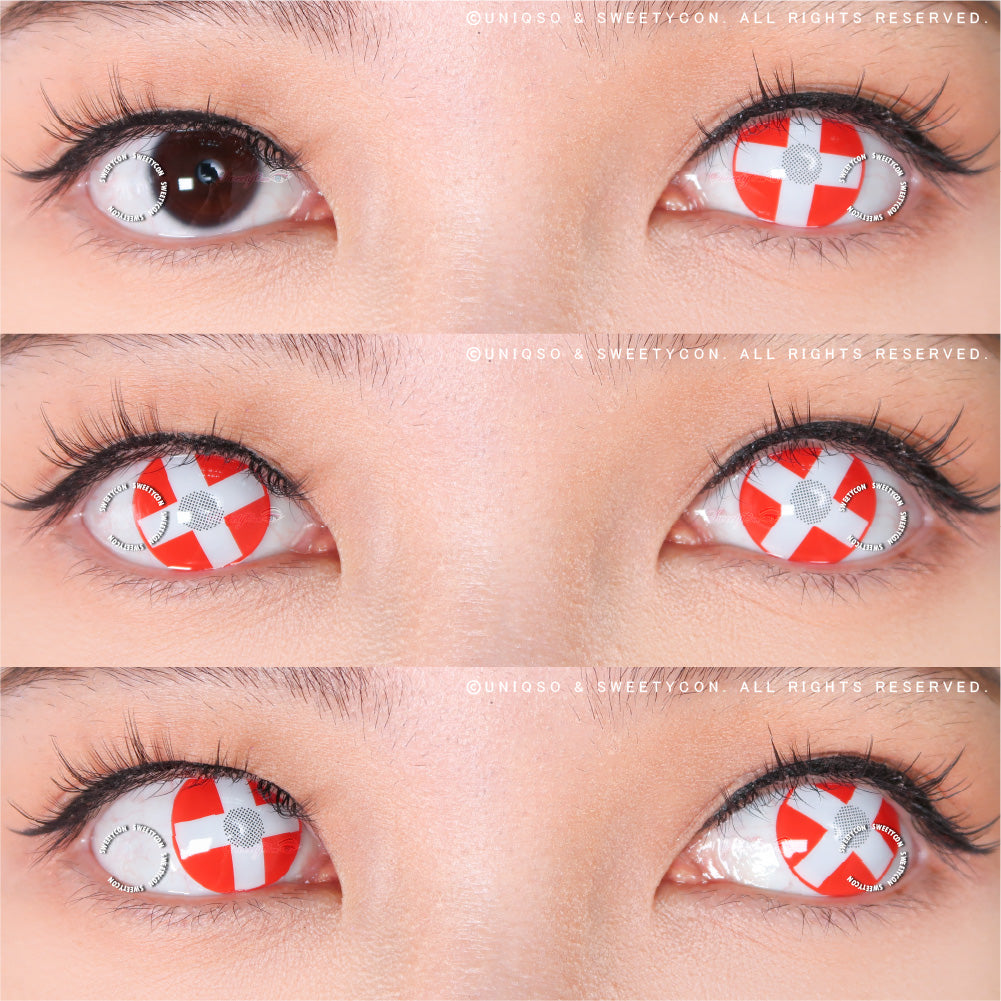 Sweety Crazy White Cross Red Eye (1 lens/pack)-Crazy Contacts-UNIQSO UK
