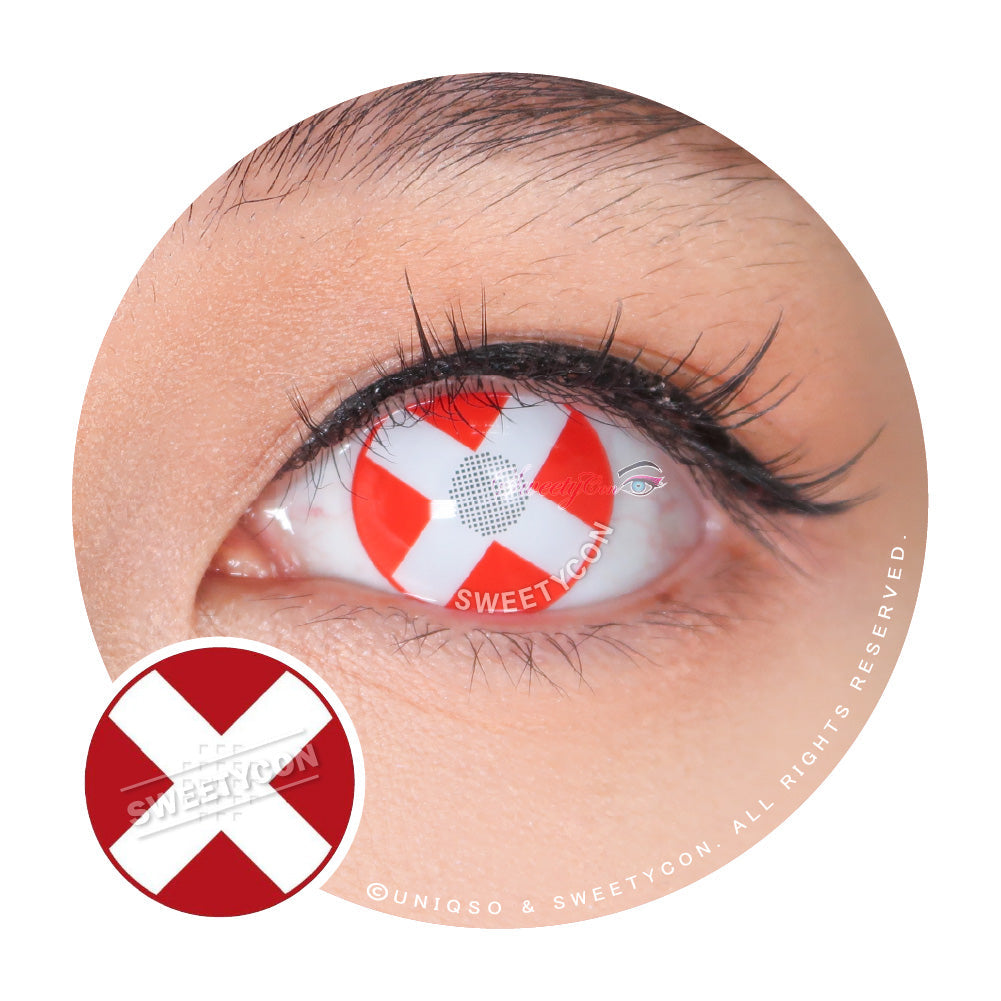 Sweety Crazy White Cross Red Eye (1 lens/pack)-Crazy Contacts-UNIQSO UK