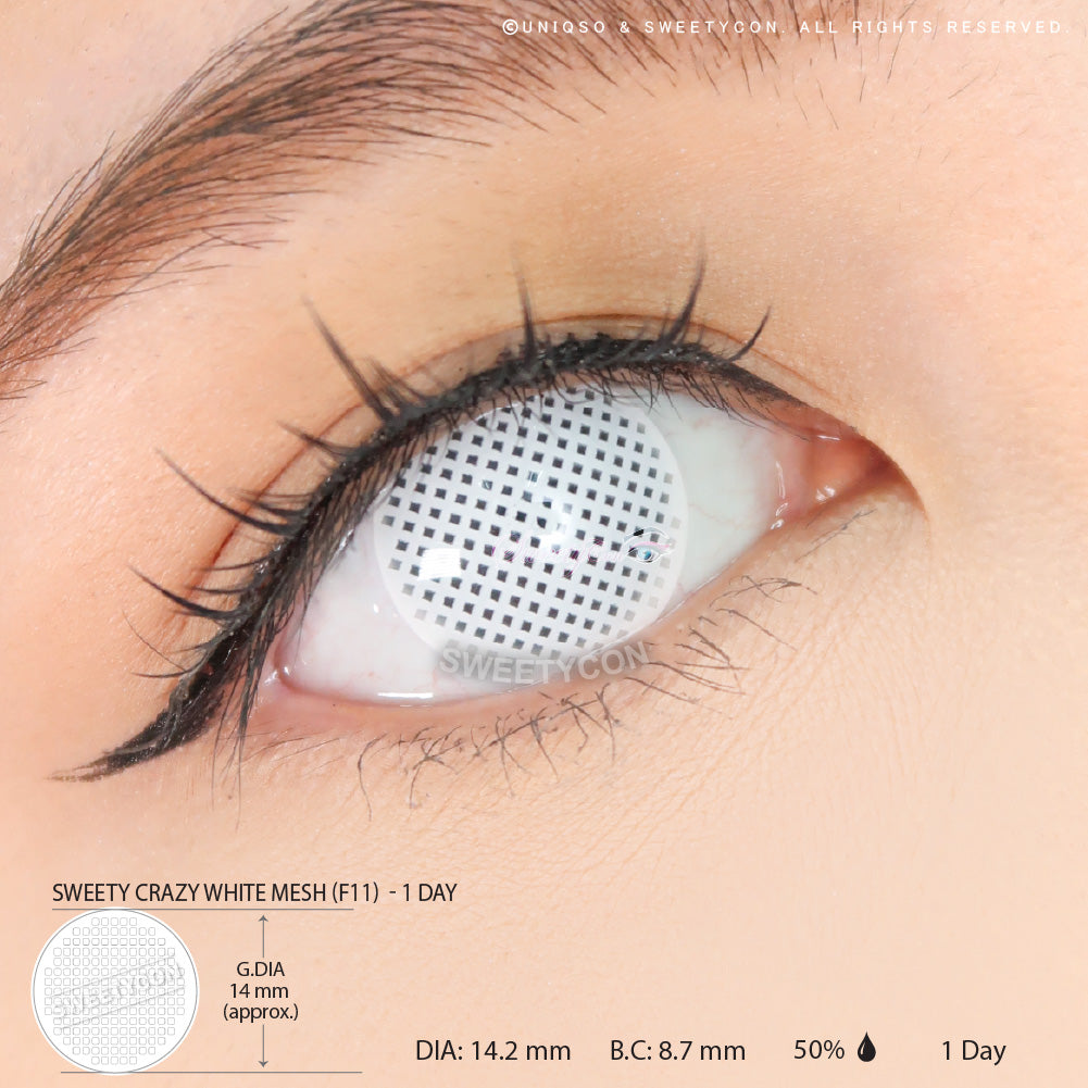 Sweety Crazy White Mesh - 1 Day Disposable (1 lens/pack)-Crazy Contacts-UNIQSO UK