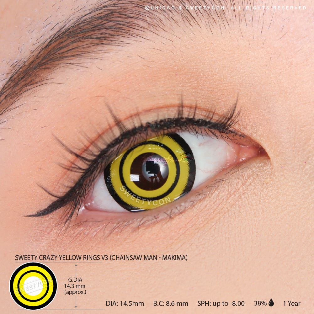 Sweety Crazy Yellow Rings V3 (1 lens/pack)-Crazy Contacts-UNIQSO UK