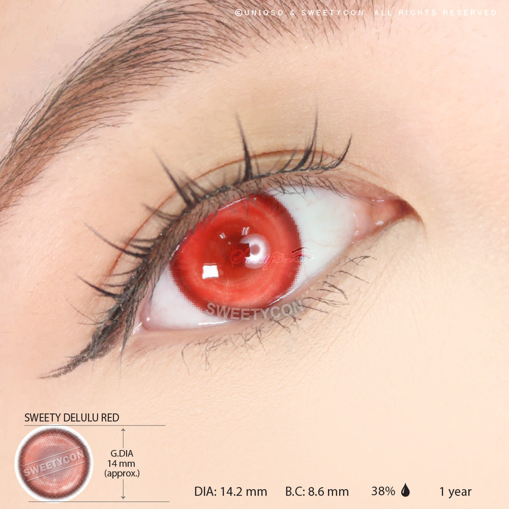 Sweety Delulu Red (1 lens/pack)-Colored Contacts-UNIQSO UK