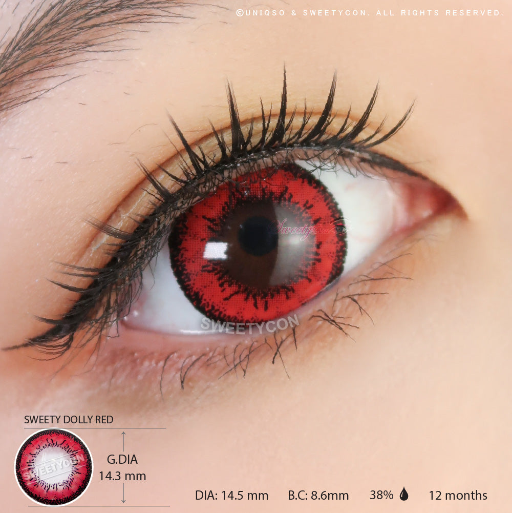 Sweety Dolly Red (1 lens/pack)-Colored Contacts-UNIQSO UK