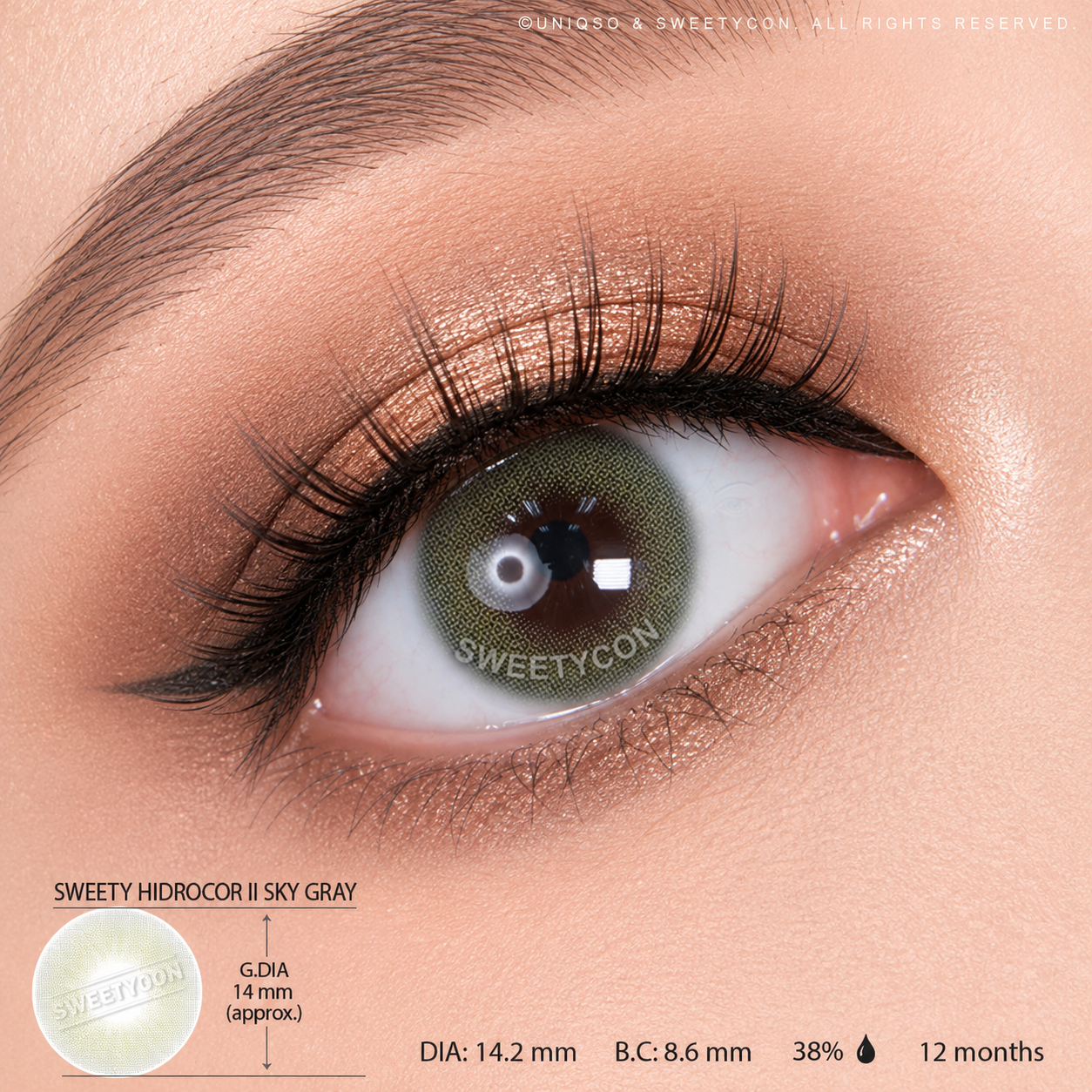 Sweety Hidrocor II Sky Grey (1 lens/pack)-Colored Contacts-UNIQSO UK