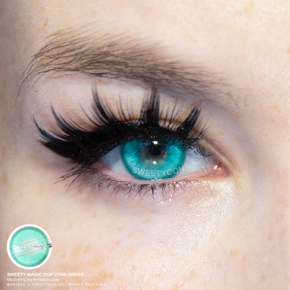 Sweety Magic Pop Cyan Green (1 lens/pack)-Colored Contacts-UNIQSO UK