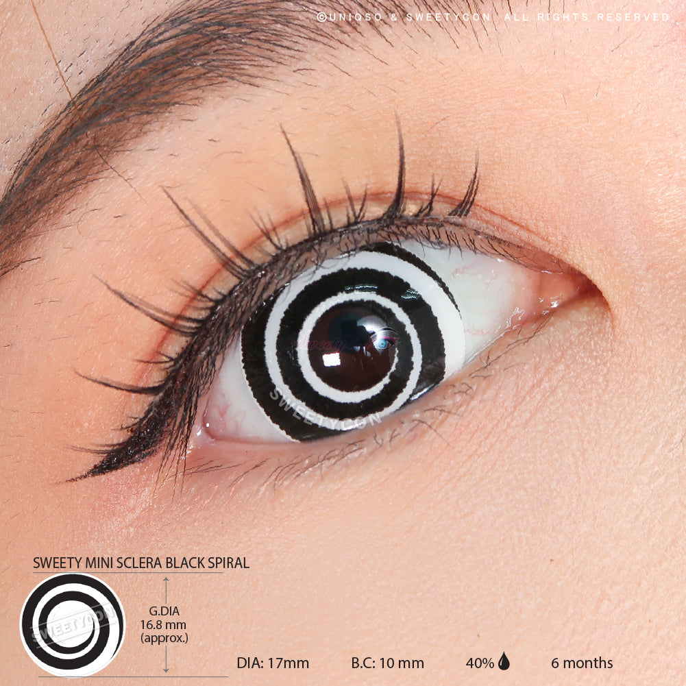 Sweety Mini Sclera Black Spiral (1 lens/pack)-Mini Sclera Contacts-UNIQSO UK