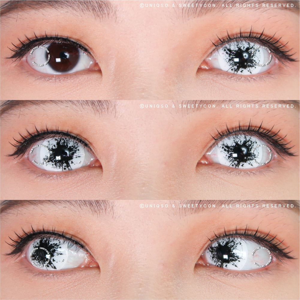 Sweety Mini Sclera Black Splash (1 lens/pack)-Mini Sclera Contacts-UNIQSO UK