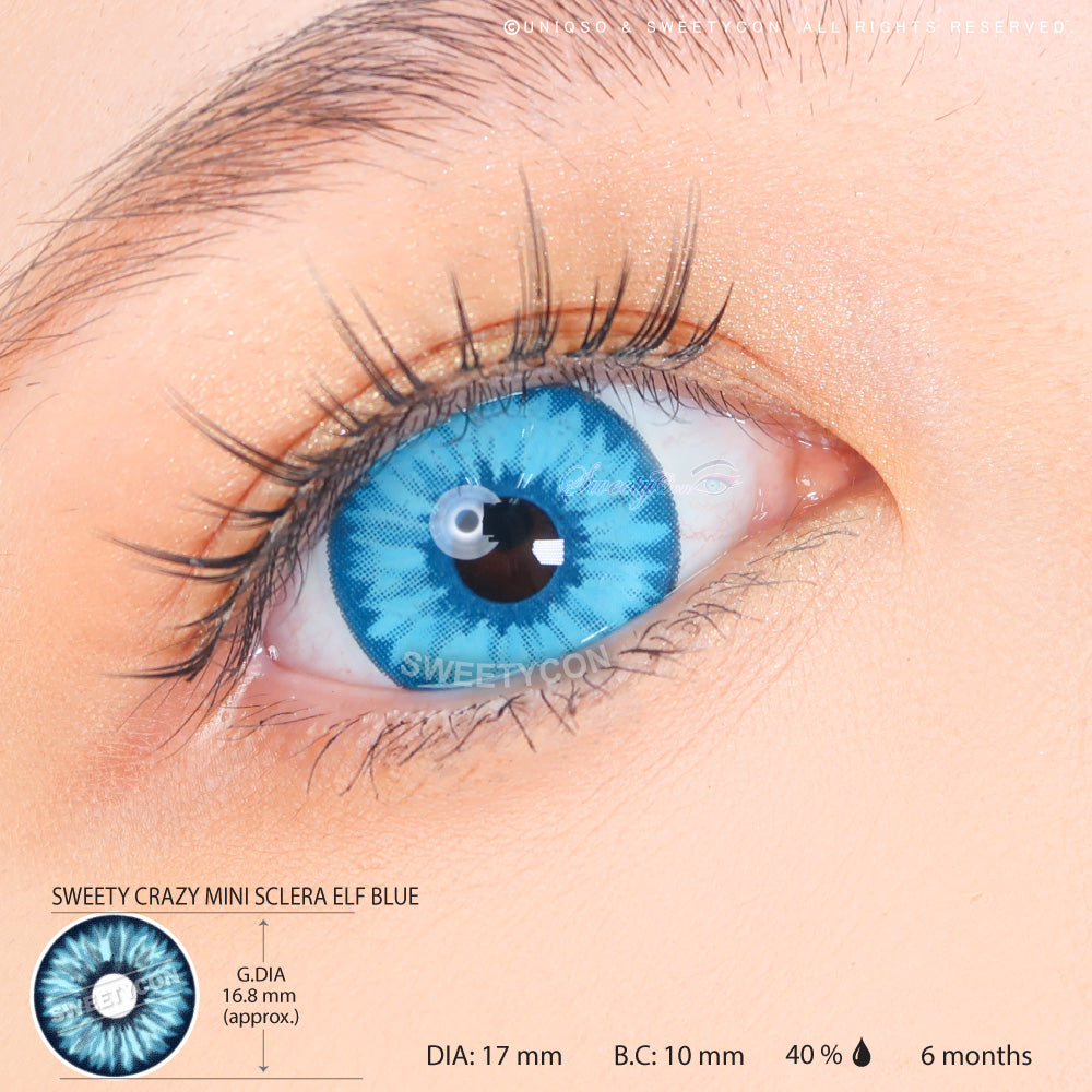 Sweety Mini Sclera Elf Blue (1 lens/pack)-Mini Sclera Contacts-UNIQSO UK