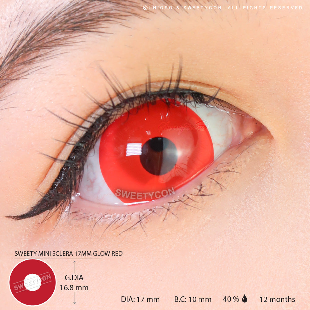 Sweety Mini Sclera UV Glow Red (1 lens/pack)-Mini Sclera Contacts-UNIQSO UK