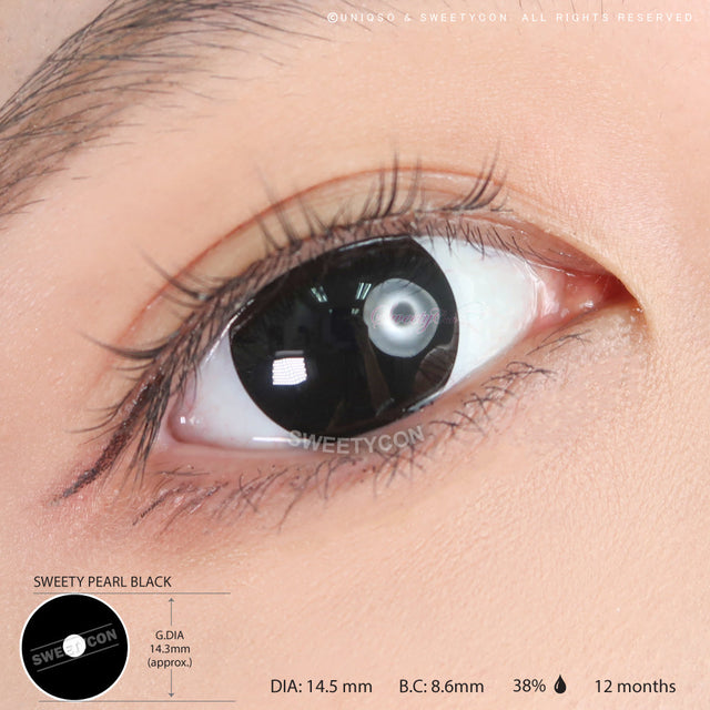 Sweety Pearl Black (Reduced Pupil) (1 lens/pack)-Colored Contacts-UNIQSO UK