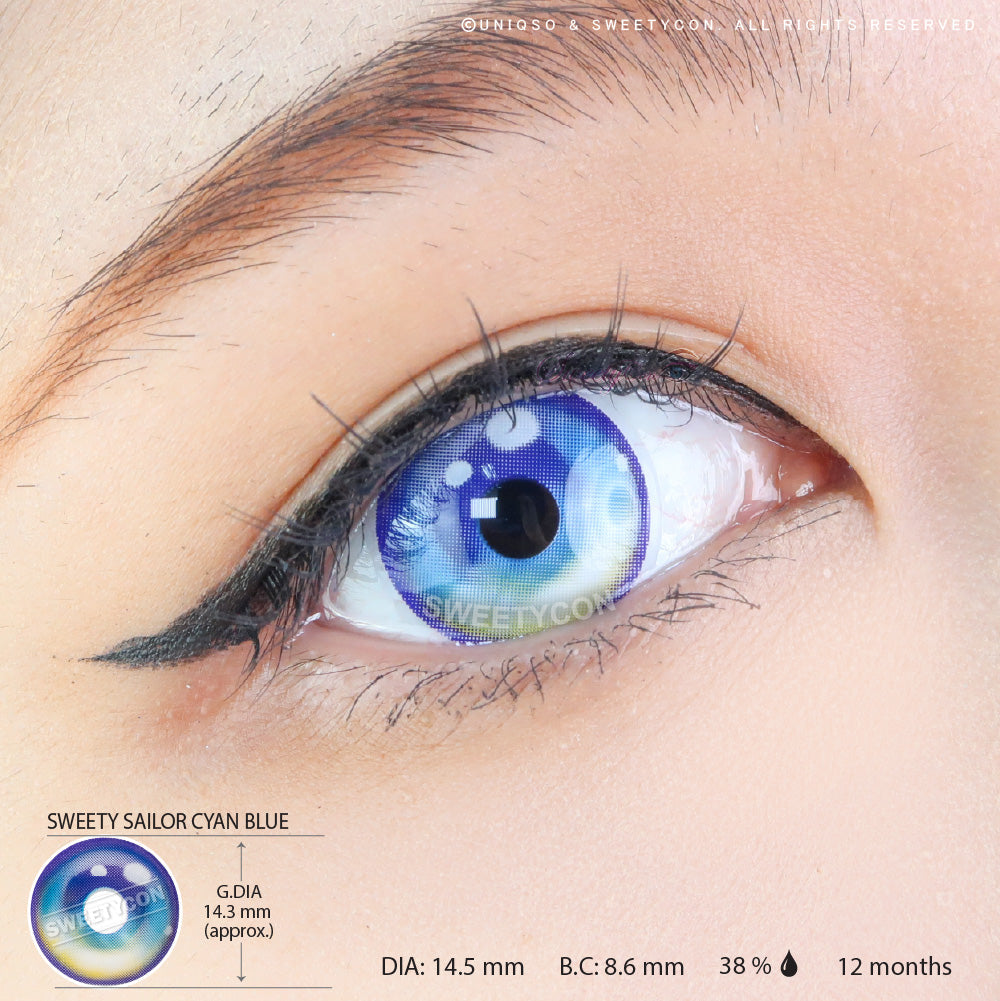 Sweety Sailor Cyan Blue (1 lens/pack)-Colored Contacts-UNIQSO UK