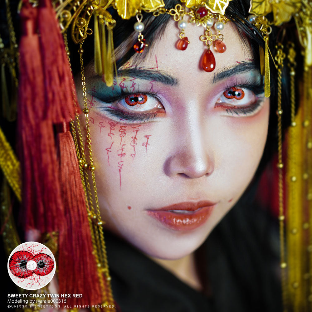 Sweety Crazy Twin Hex Red (1 lens/pack)-Crazy Contacts-UNIQSO