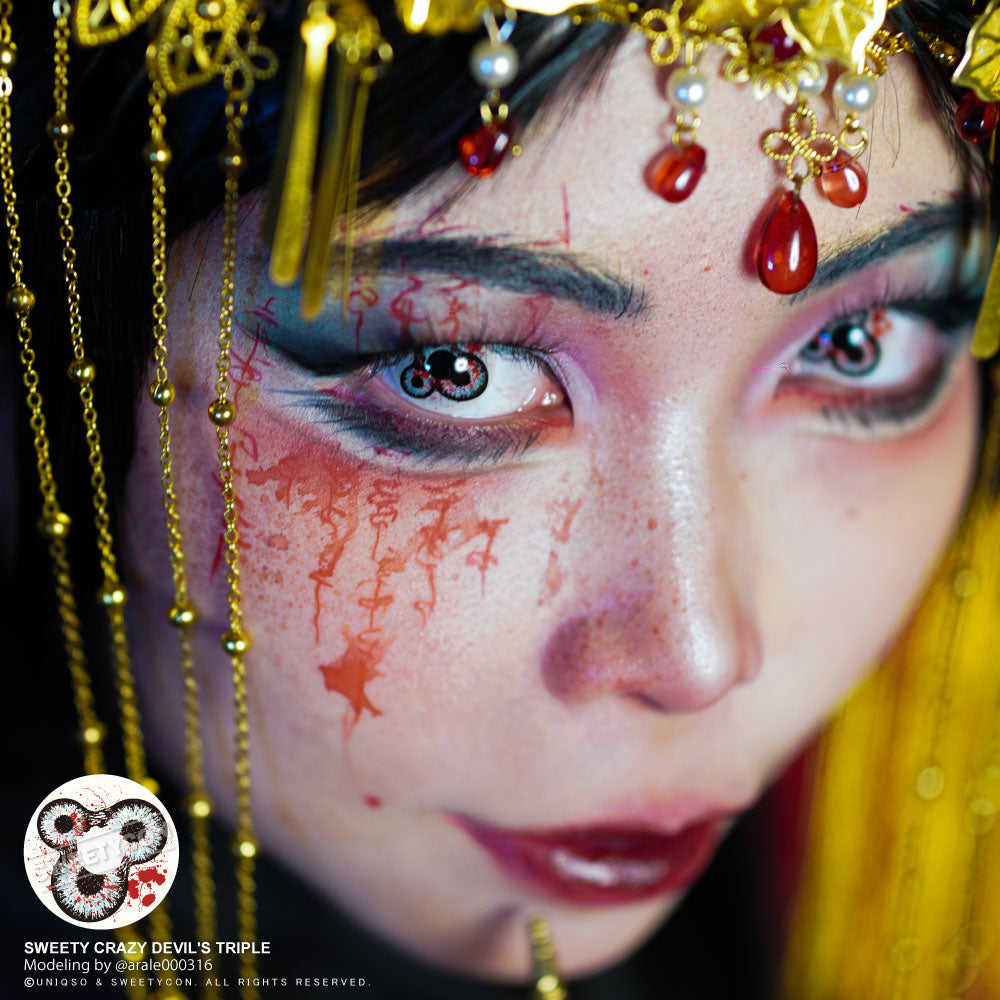 Sweety Crazy Devil's Triple (1 lens/pack)-Colored Contacts-UNIQSO
