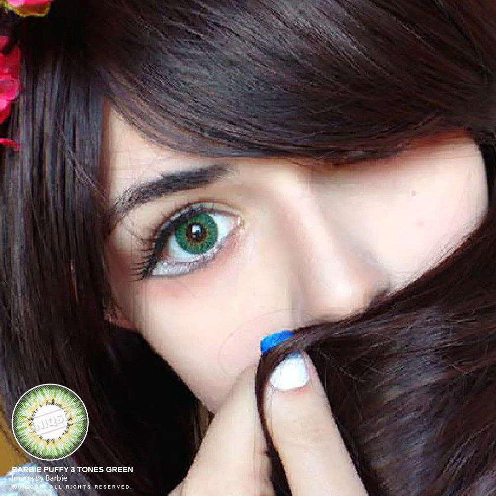 Western Eyes Puffy 3 Tones Green (1 lens/pack)-Colored Contacts-UNIQSO UK