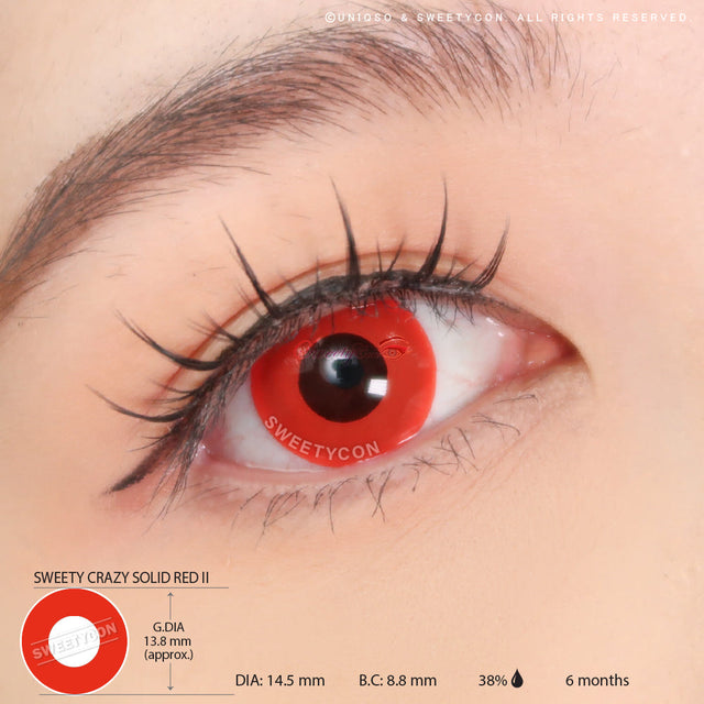Sweety Crazy Solid Red II (1 lens/pack)-Crazy Contacts-UNIQSO UK