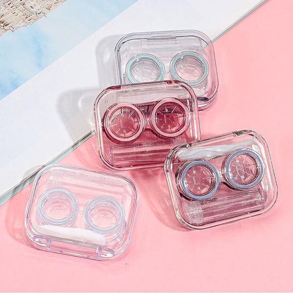 Leak Proof & Non Screw Cap Transparent Contact Lens Case (Random Color)-Lens Case-UNIQSO