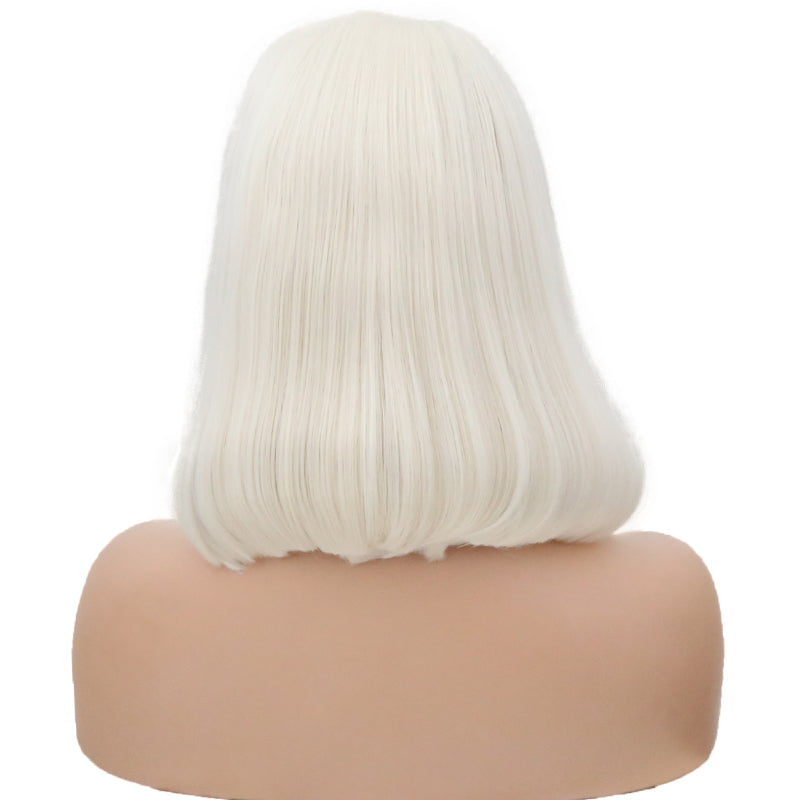 White Pearl Velvet Front Lace Bob Wig-Lace Front Wig-UNIQSO