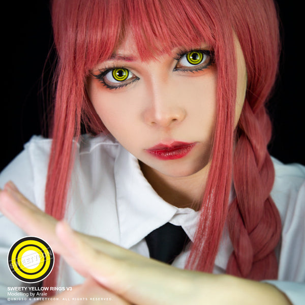 Sweety Crazy Yellow Rings V3 (Chainsaw Man - Makima) (1 lens/pack)-Crazy Contacts-UNIQSO