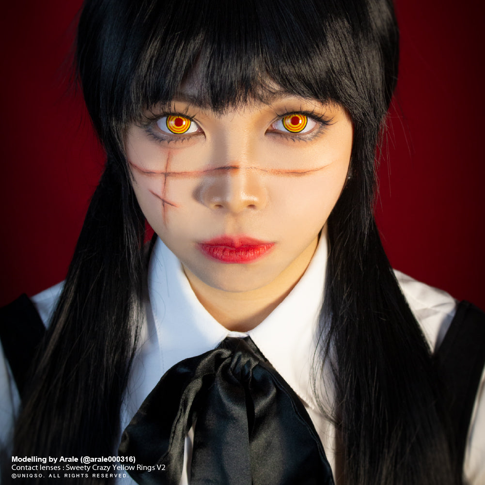 Sweety Crazy Yellow Rings V2 (Chainsaw Man - Makima) (1 lens/pack)-Crazy Contacts-UNIQSO