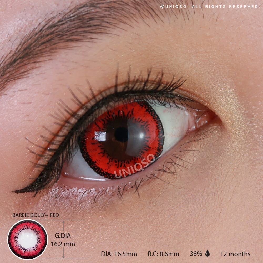 Western Eyes Dolly+ Red (1 lens/pack)-Colored Contacts-UNIQSO