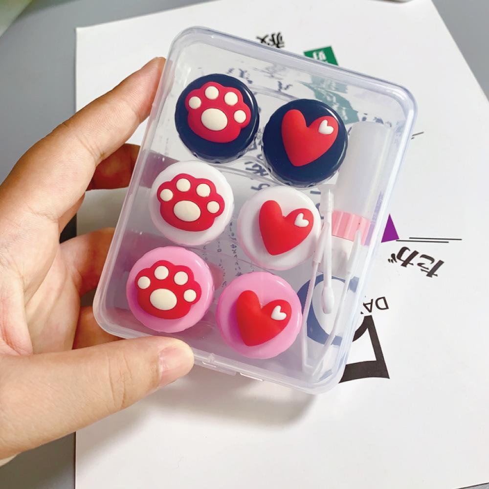 Cute Paw & Love Lens Case Travel Kit (3 Pairs)-Lens Case-UNIQSO UK