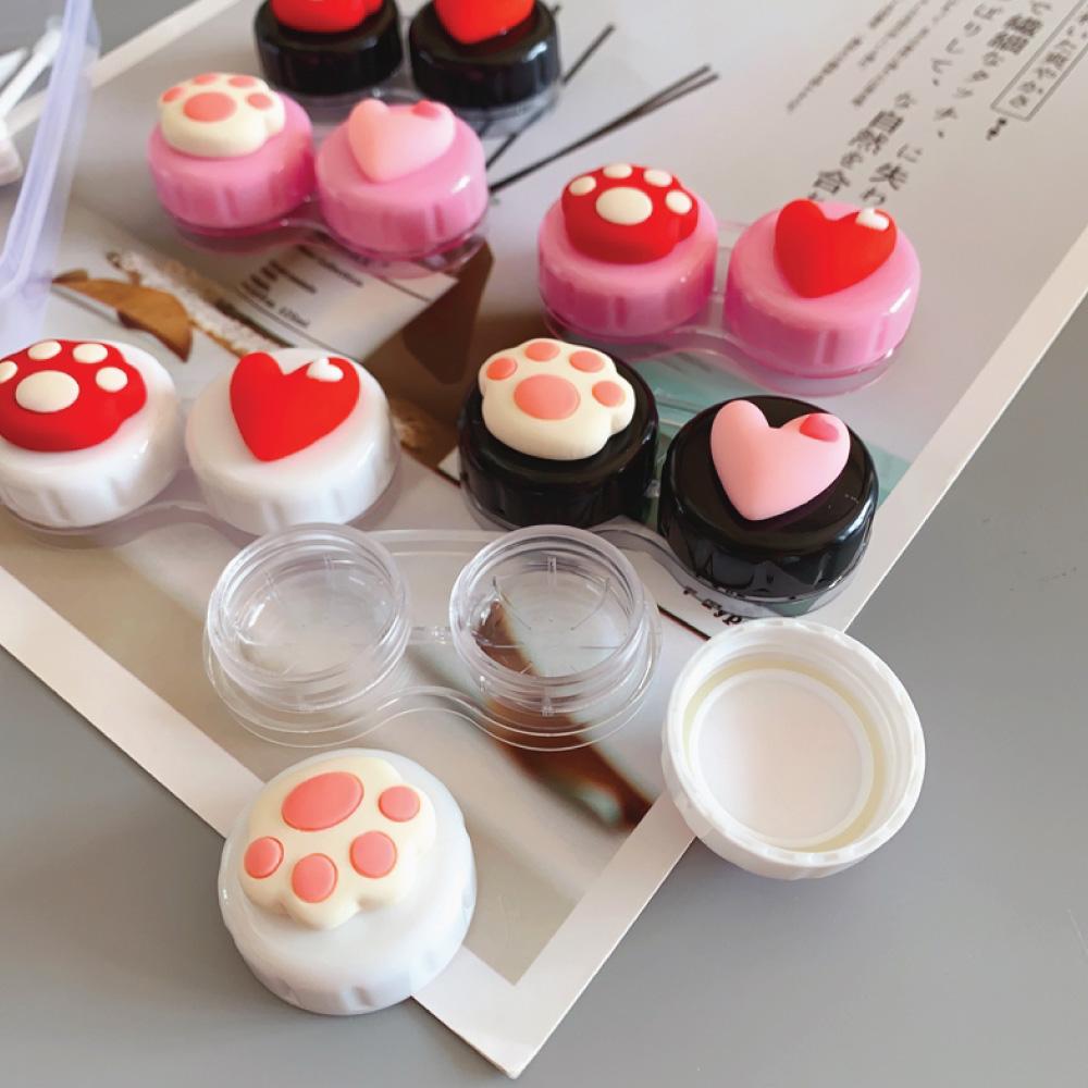 Cute Paw & Love Lens Case Travel Kit (3 Pairs)-Lens Case-UNIQSO UK