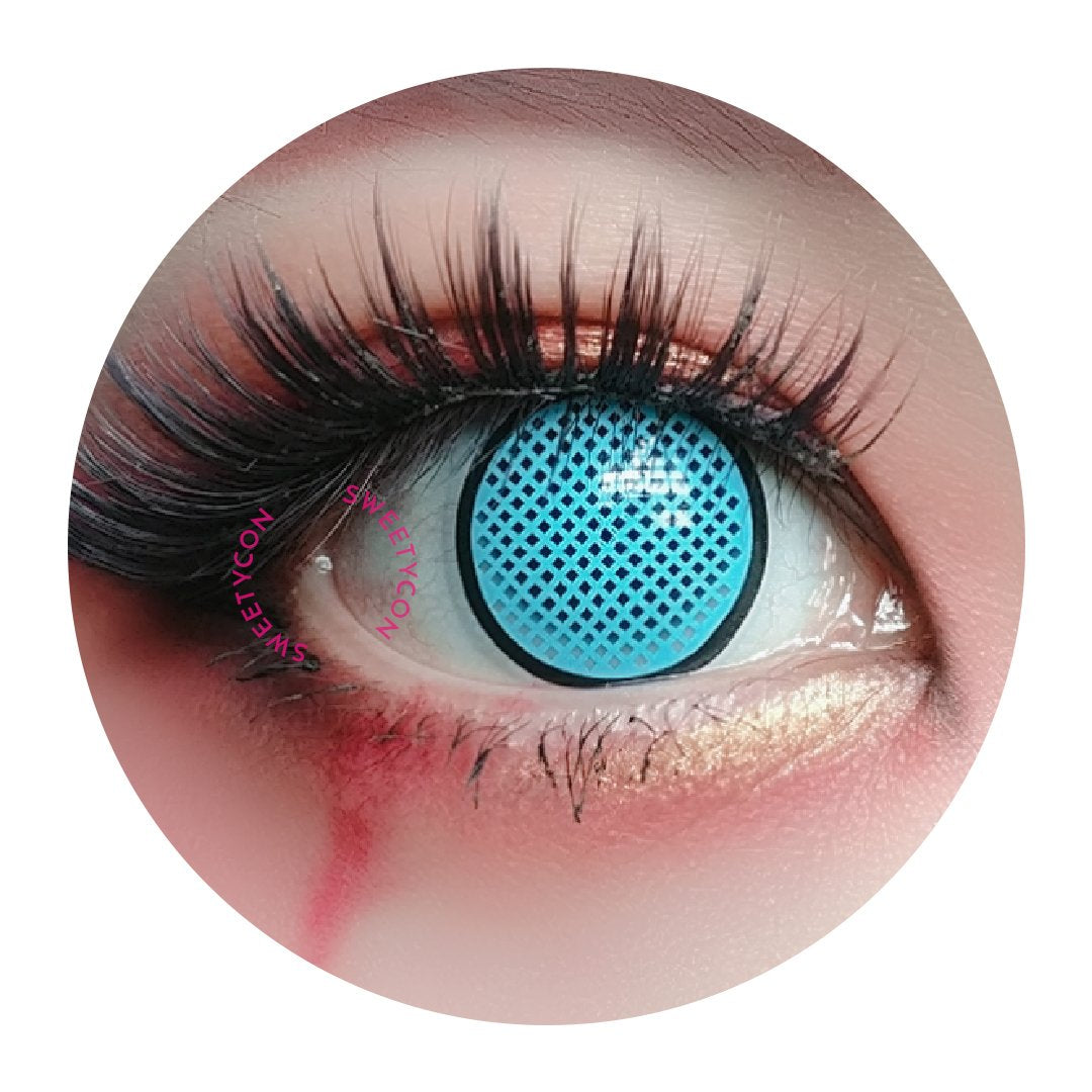 Sweety Crazy Cyan Mesh / Blue Screen with Black Rim (1 lens/pack) [Exp: 02/2026]-Crazy Contacts-UNIQSO