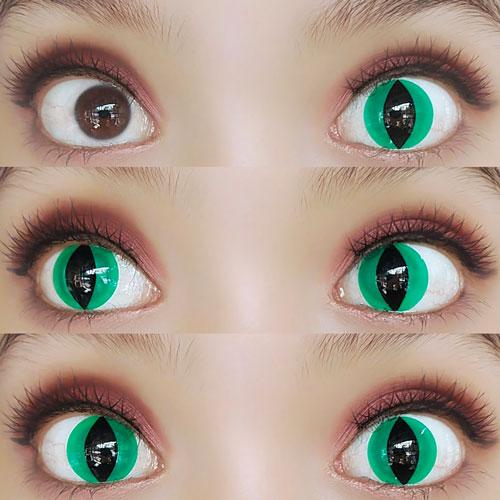 Sweety Crazy Alian Green Cat (1 lens/pack) [Exp: 06/2027]-Crazy Contacts-UNIQSO