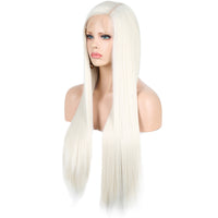 Glitzy White Front Lace Long Straight Hair Wig-Lace Front Wig-UNIQSO UK