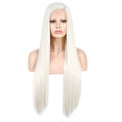 Glitzy White Front Lace Long Straight Hair Wig-Lace Front Wig-UNIQSO UK