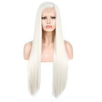 Glitzy White Front Lace Long Straight Hair Wig-Lace Front Wig-UNIQSO UK