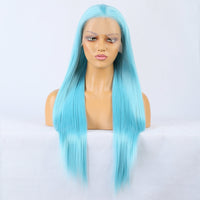 Plush Blue Front Lace Long Straight Hair-Lace Front Wig-UNIQSO UK