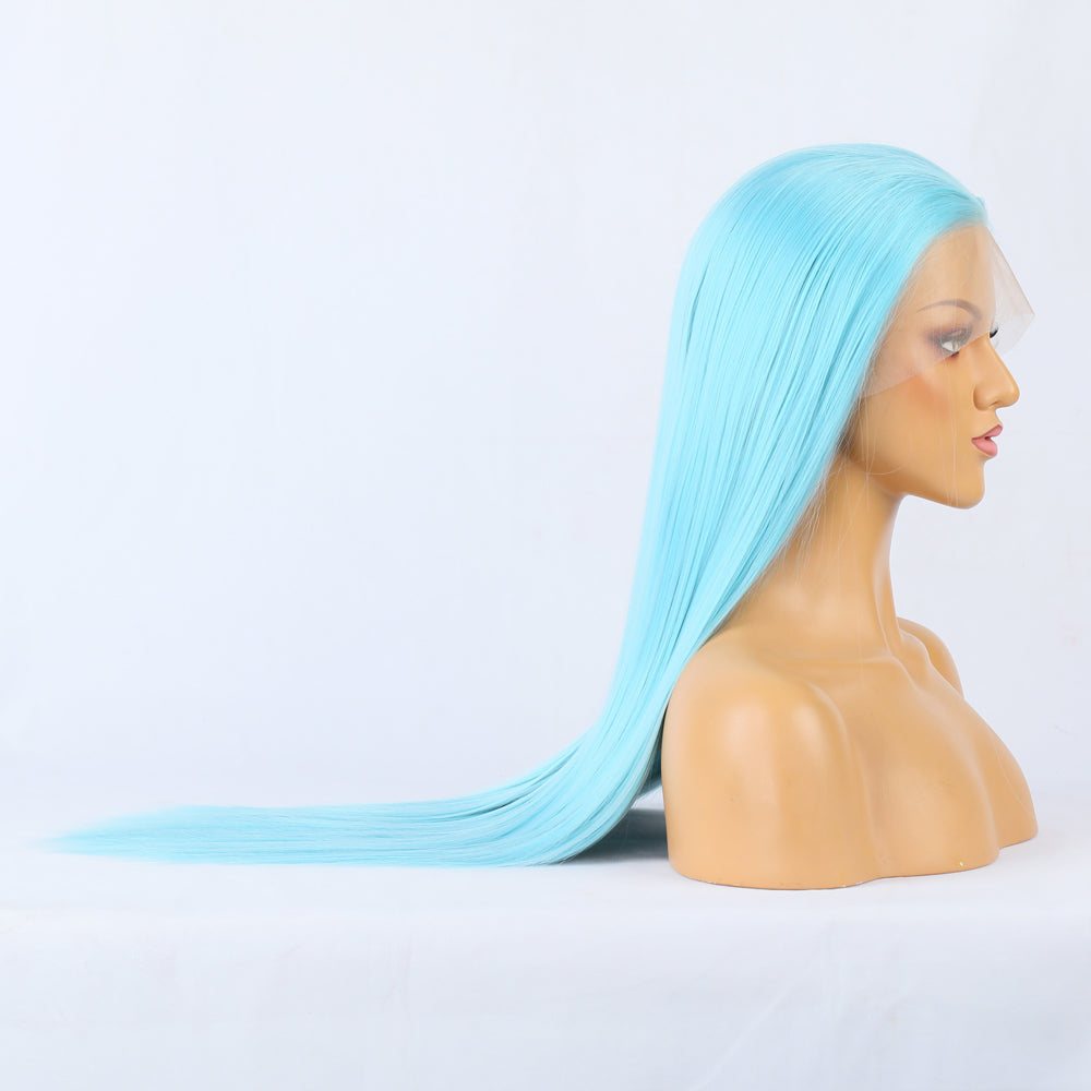 Plush Blue Front Lace Long Straight Hair-Lace Front Wig-UNIQSO UK