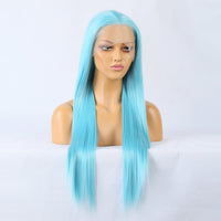 Plush Blue Front Lace Long Straight Hair-Lace Front Wig-UNIQSO UK