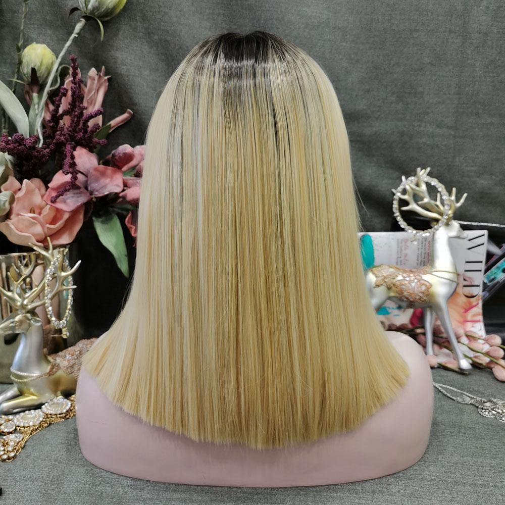 Premium Wig - Contrast Blonde Center Parting Lace Front Wig-Lace Front Wig-UNIQSO UK