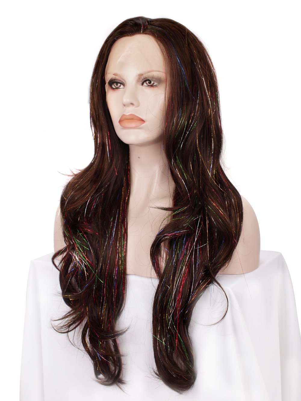 Premium Wig - Copper Blend Shiny Tinsel Lace Front Tinsel-Lace Front Wig-UNIQSO UK
