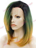 Premium Wig - Dip Dye Turquoise Ombre Lace Wig-Lace Front Wig-UNIQSO UK
