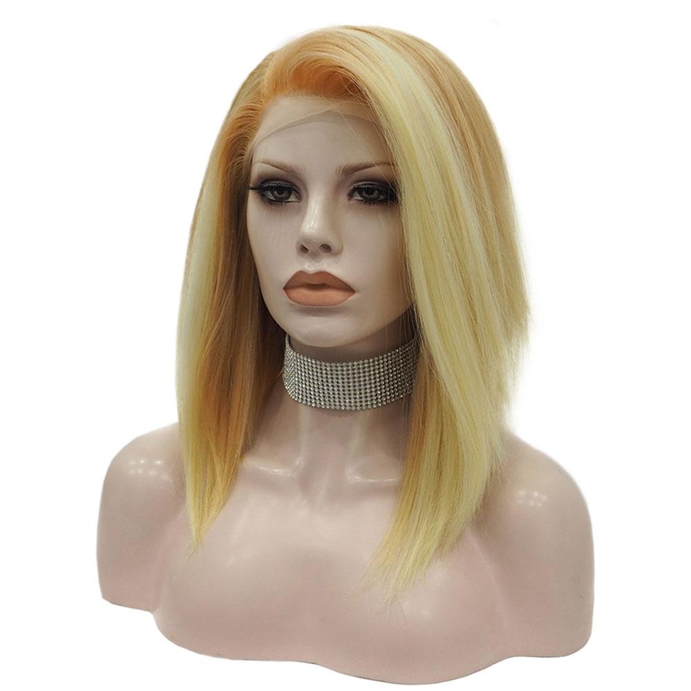 Premium Wig - Khaki Lemon Medium Straight Lace Front Wig-Lace Front Wig-UNIQSO UK
