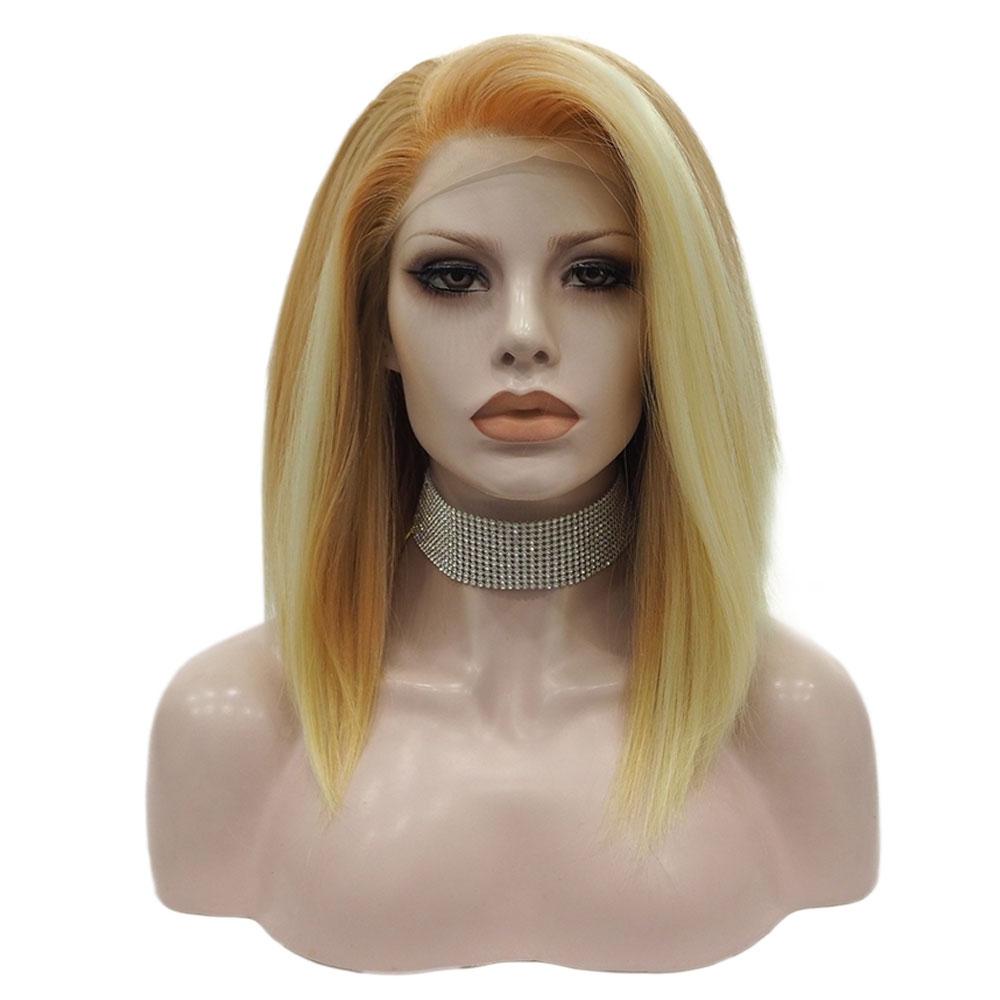 Premium Wig - Khaki Lemon Medium Straight Lace Front Wig-Lace Front Wig-UNIQSO UK