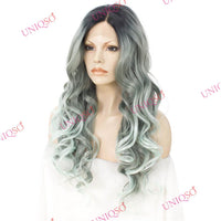 Premium Wig - Reverse Balayage Grey Wig-Lace Front Wig-UNIQSO UK