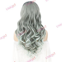 Premium Wig - Reverse Balayage Grey Wig-Lace Front Wig-UNIQSO UK