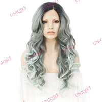 Premium Wig - Reverse Balayage Grey Wig-Lace Front Wig-UNIQSO UK