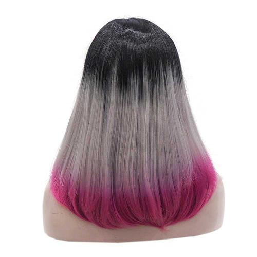 Premium Wig - Rooted Ash Blonde with Pink Edge Medium Lace Front Wig-Lace Front Wig-UNIQSO UK