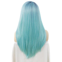 Premium Wig - Rooted Baby Blue Long Side Sweep Straight Lace Front Wig-Lace Front Wig-UNIQSO UK