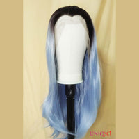 Premium Wig - Rooted Glacier Blue Long Straight Lace Front Wig-Lace Front Wig-UNIQSO UK
