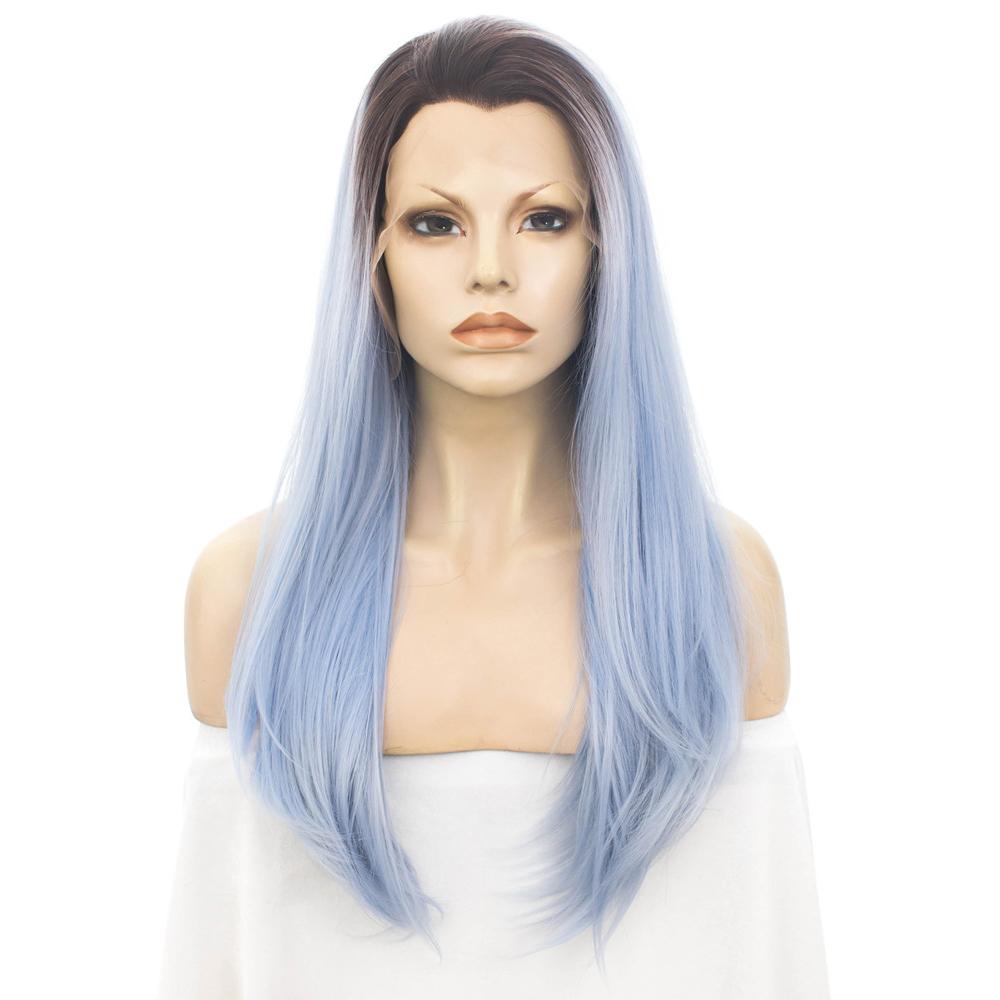 Premium Wig - Rooted Glacier Blue Long Straight Lace Front Wig-Lace Front Wig-UNIQSO UK