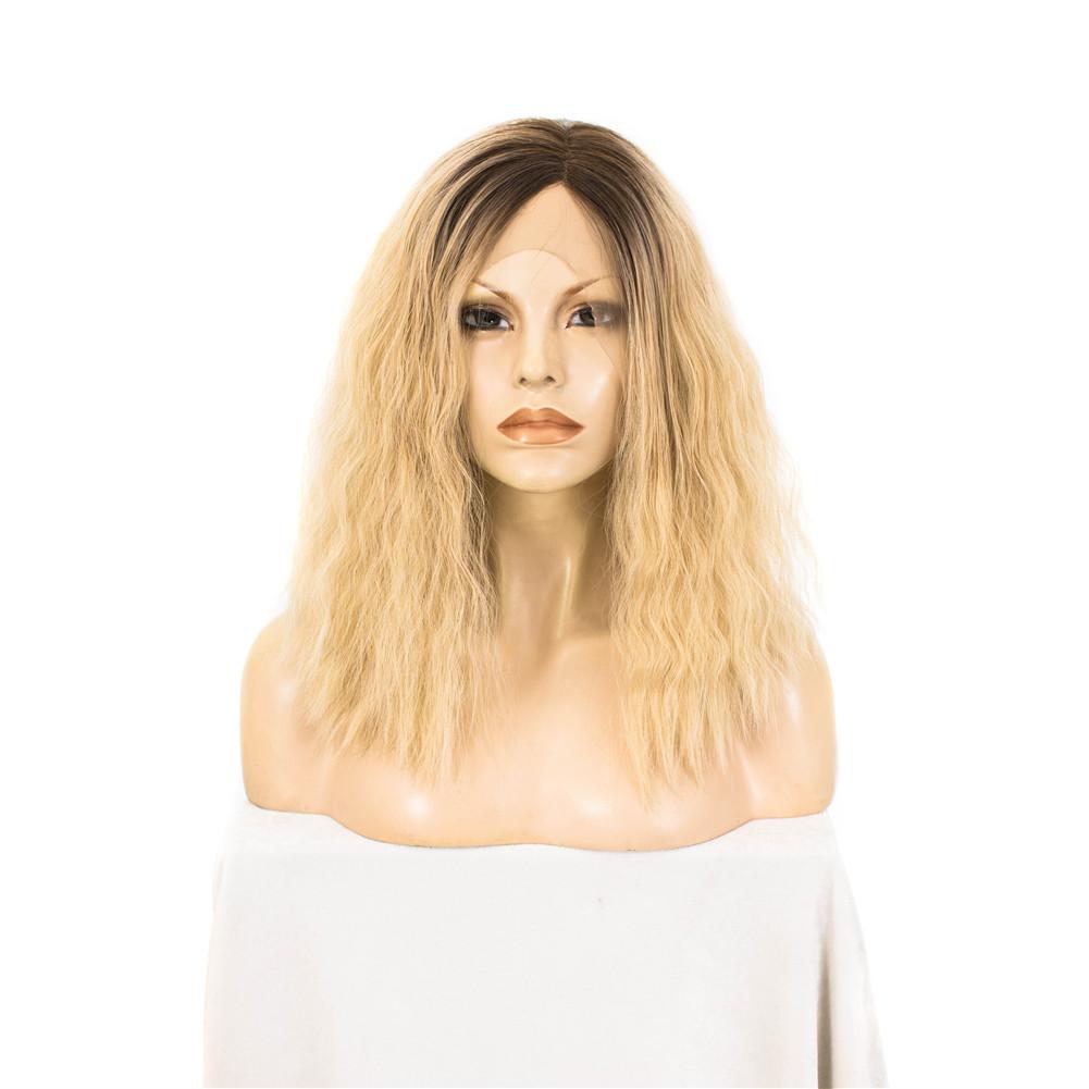 Premium Wig - Rooted Honey Blonde in Medium Curl Lace Front Wig-Lace Front Wig-UNIQSO UK